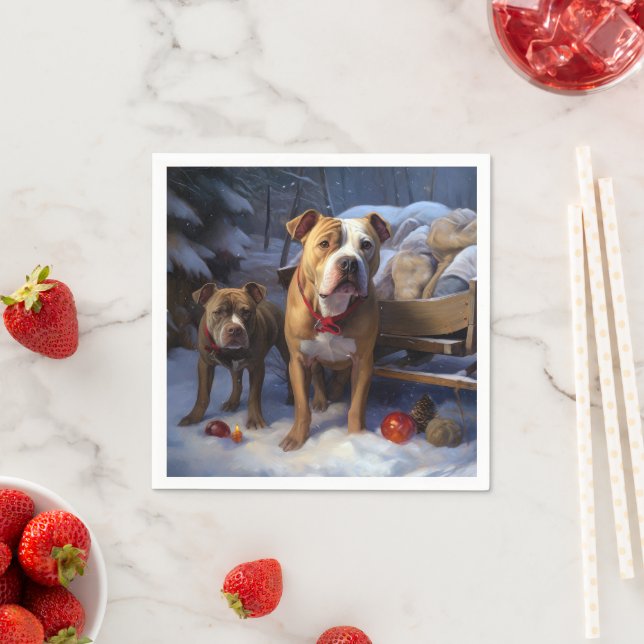 Pitbull Snowy Sleigh-juldekretet Pappersservett (Insitu)