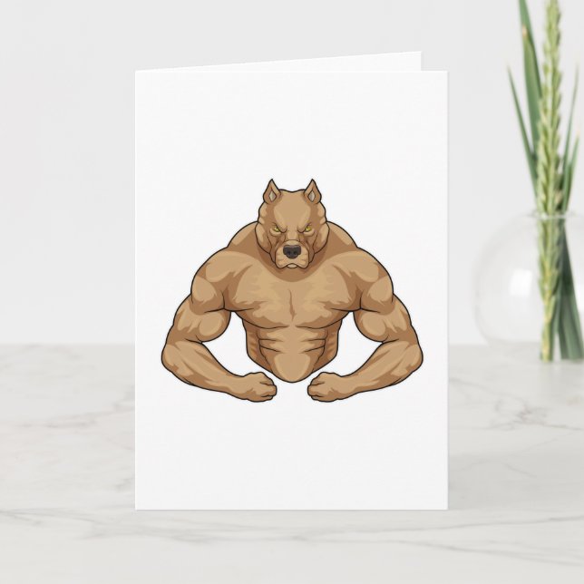 Pitbull som BodyBuilder Kort (Framsida)