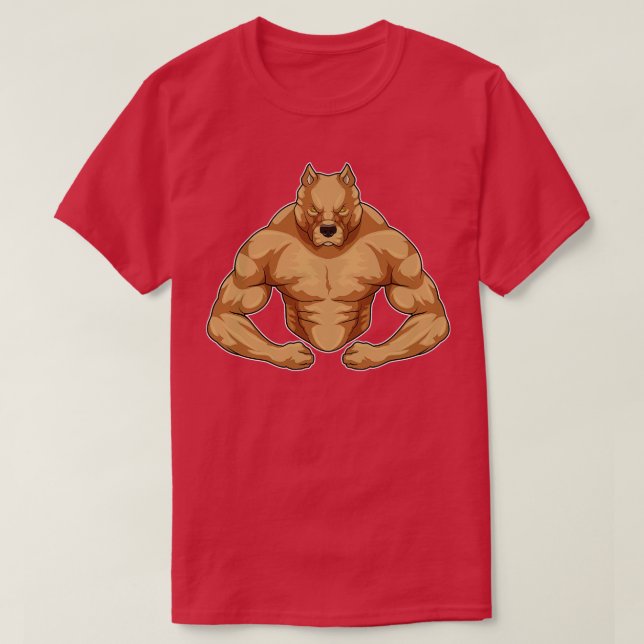 Pitbull som BodyBuilder T Shirt (Design framsida)