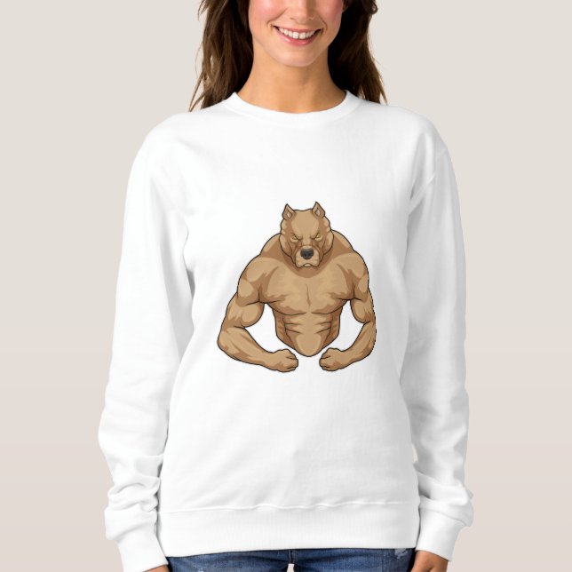 Pitbull som BodyBuilder T Shirt (Framsida)