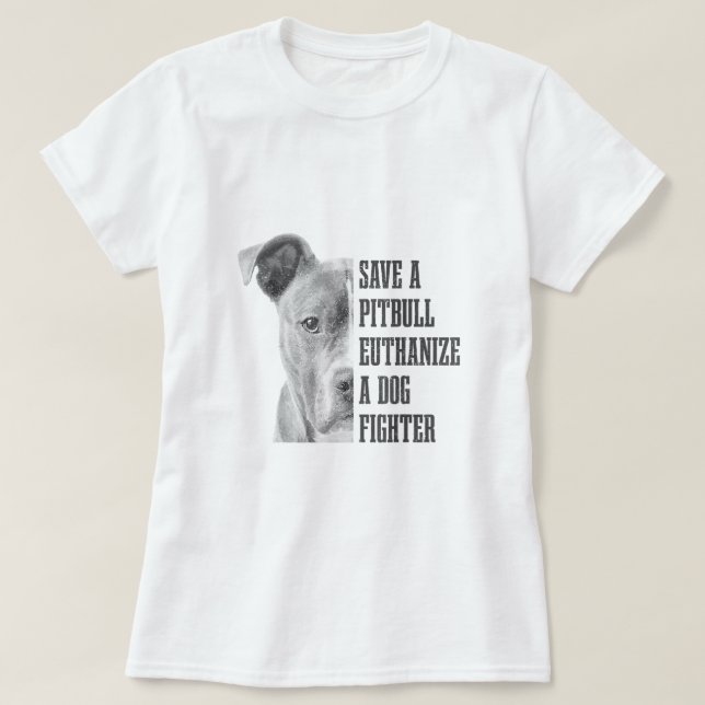 Pitbull Spara A Pitbull Rolig hund Rädding Pitbull T Shirt (Design framsida)