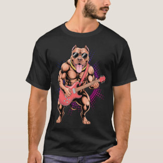 Pitbull spelar gitarr - Rolig Pit Bull Pittie T Shirt