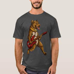 Pitbull Spelare Guitar Funny Pit Bull Pittie T Shirt