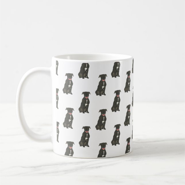 Pitbull Staffy (svart) Kaffemugg (Vänster)