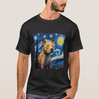 Pitbull Starry Natt för Hund Hund Pappa i Mamma T Shirt
