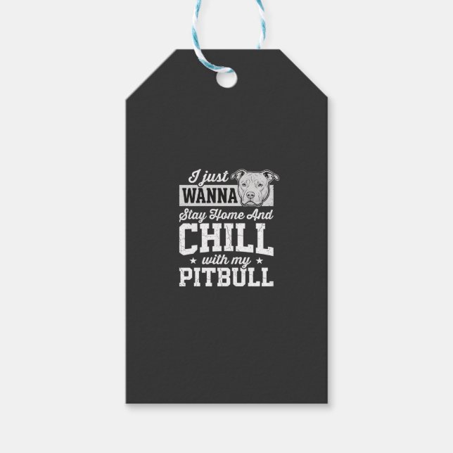 Pitbull Stay Home And Chill Design Presentetikett (Framsidan)
