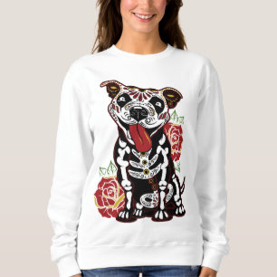 Pitbull Sugar Skull för kvinnor, Manar Pitbull Mam T Shirt