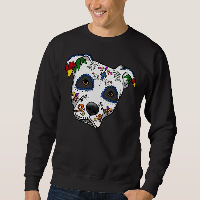 Pitbull Sugar Skull Lång Ärmad Tröja (Framsida)