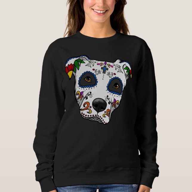 Pitbull Sugar Skull T Shirt (Framsida)