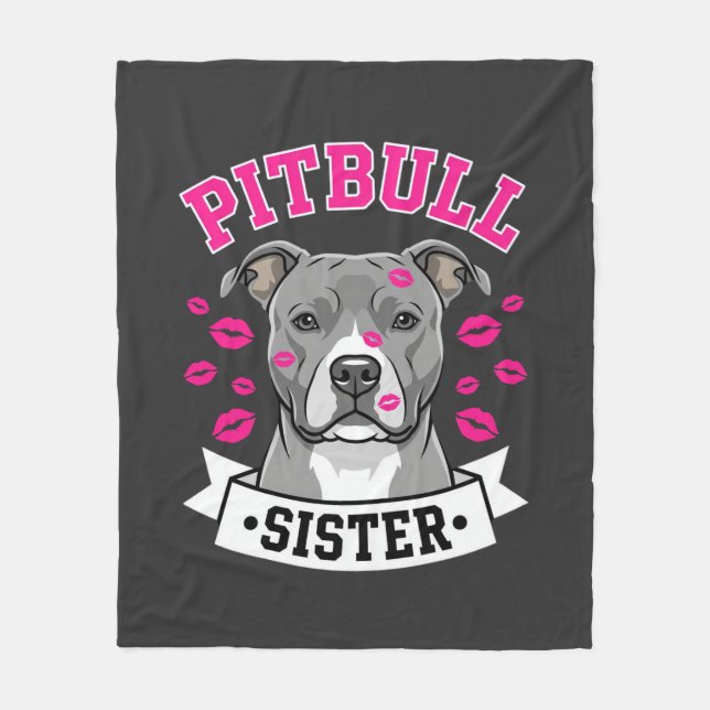 Pitbull syster hundälskare vektor design fleecefilt (Framsidan)