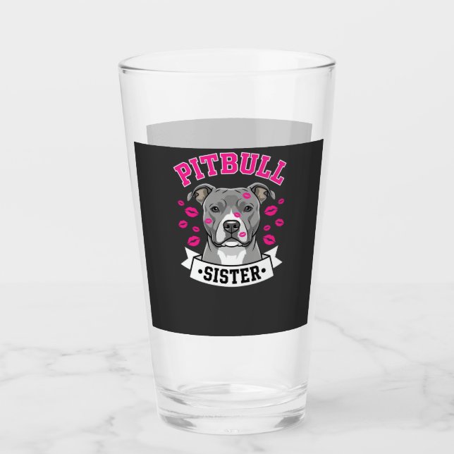 Pitbull syster hundälskare vektor design glaskopp (Framsida)