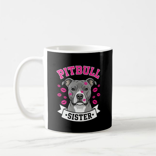 Pitbull syster hundälskare vektor design kaffemugg (Vänster)