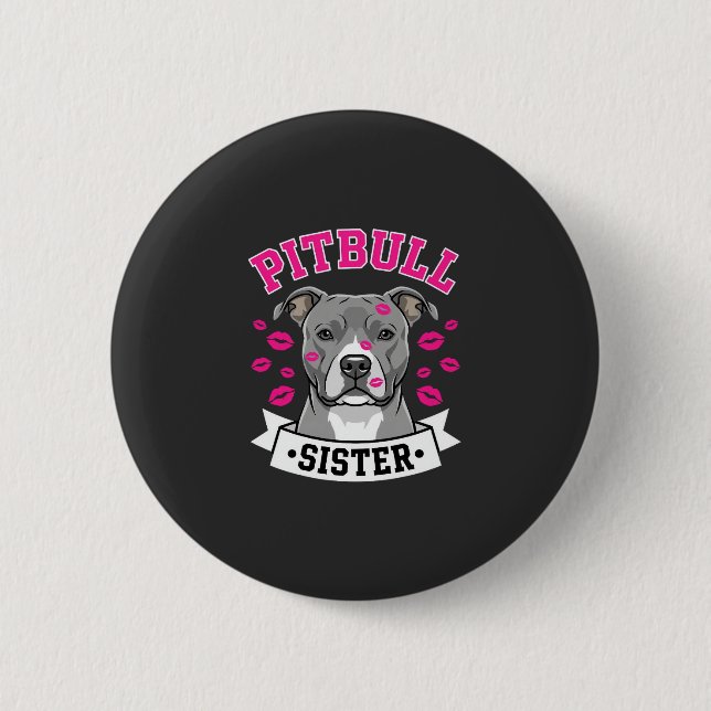 Pitbull syster hundälskare vektor design knapp (Framsida)