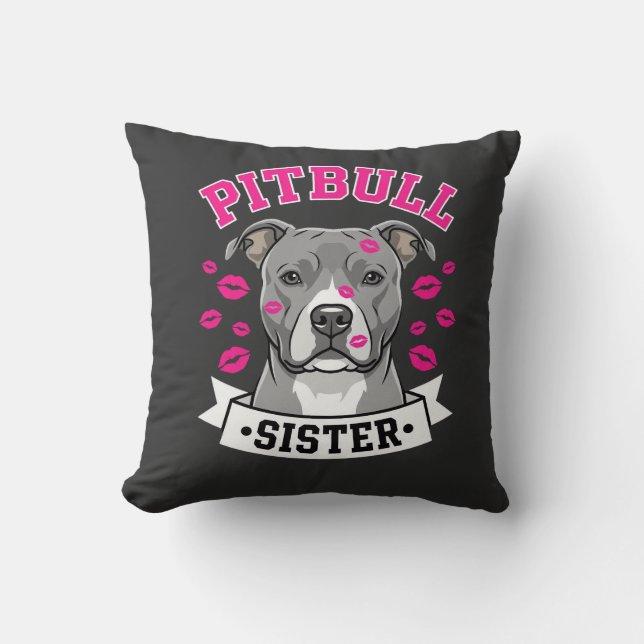 Pitbull syster hundälskare vektor design kudde (Framsida)