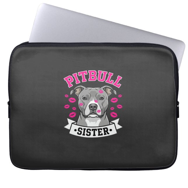 Pitbull syster hundälskare vektor design laptop fodral (Framsidan)