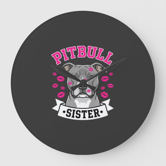 Pitbull syster hundälskare vektor design stor klocka (Framsida)