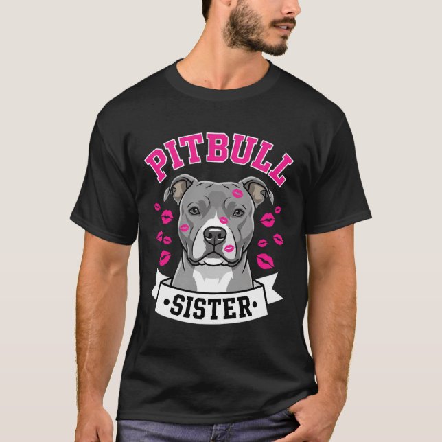 Pitbull syster hundälskare vektor design t shirt (Framsida)