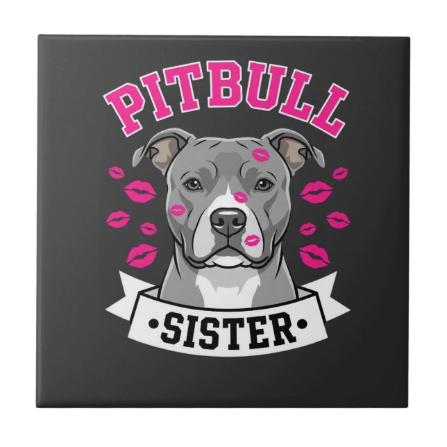 Pitbull syster hundälskare vektordesign kakelplatta (Framsidan)