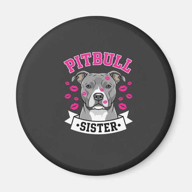 Pitbull syster hundälskare vektordesign magnet (Framsidan)