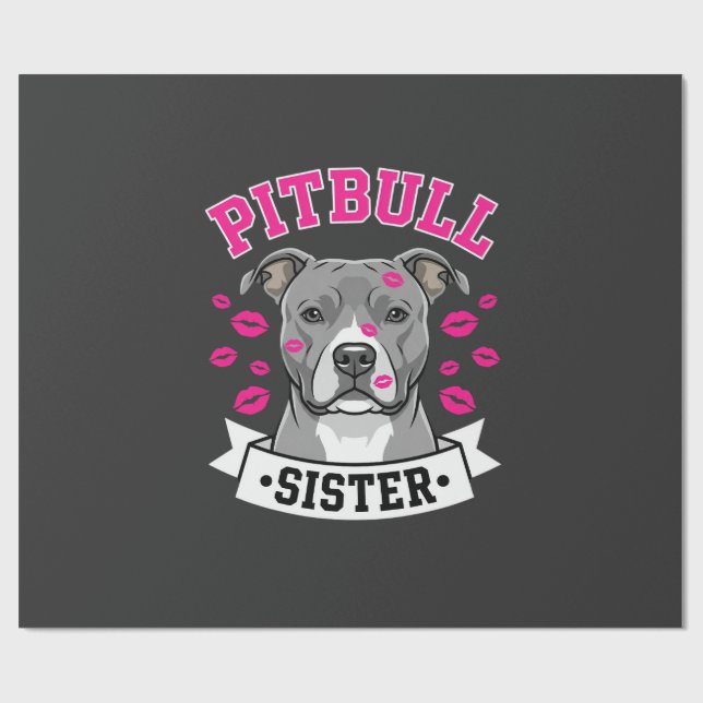 Pitbull syster hundälskare vektordesign presentpapper (Platt)