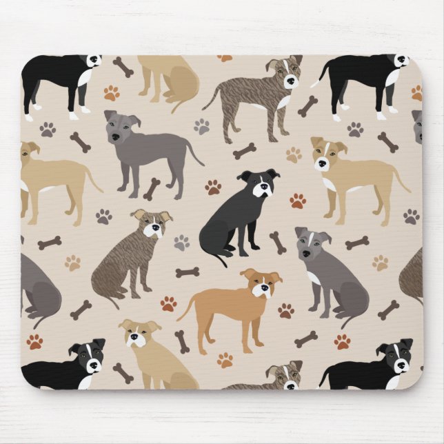 Pitbull Tass och Bones Mouse Pad Musmatta (Framsidan)