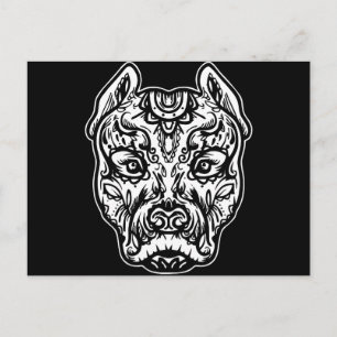 Pitbull Tatto Art Hund aveln Skull Piston Dtg Pitb Vykort