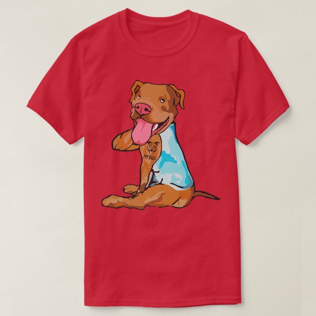 Pitbull Tattoo, Hund är Kärlek Pitbull Smile, Pitb T Shirt (Design framsida)