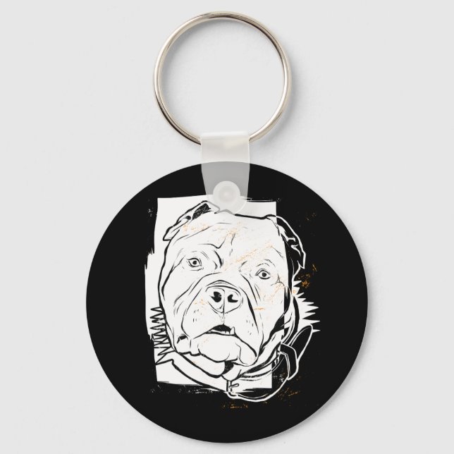 Pitbull Terrier - Fearless Hund Nyckelring (Framsida)