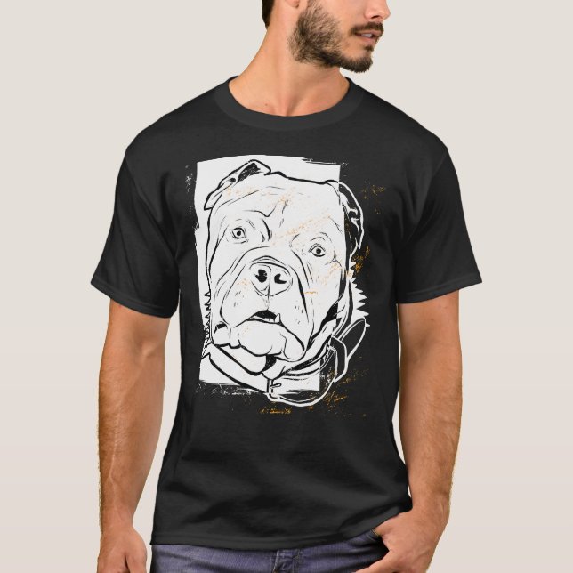 Pitbull Terrier Fearless-Hund T Shirt (Framsida)