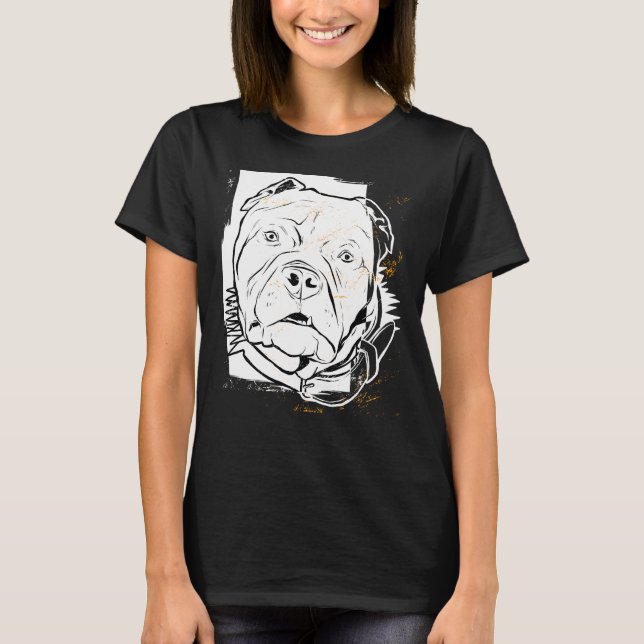Pitbull Terrier Fearless-Hund T Shirt (Framsida)