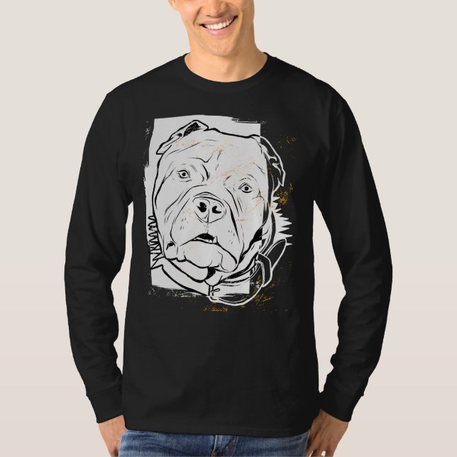 Pitbull Terrier Fearless-Hund T Shirt (Framsida)