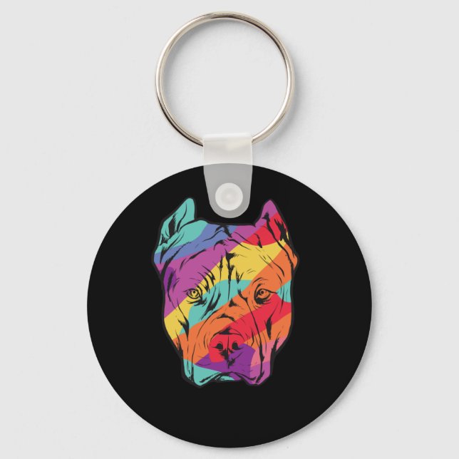 Pitbull Terrier - Hund Head Nyckelring (Framsida)