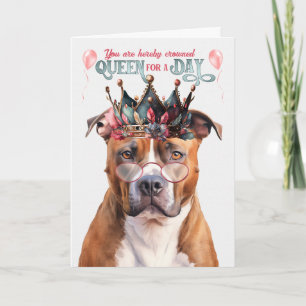 Pitbull Terrier Hund Queen för en dag på födelseda Kort