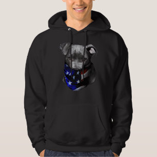Pitbull Terrier Hund with USA America Bandana Flag Hoodie