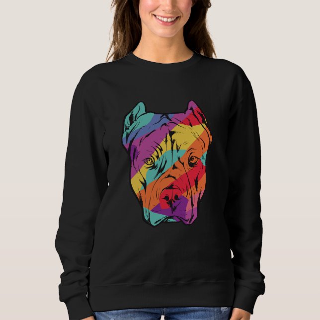 Pitbull Terrier Hundhuvud T Shirt (Framsida)