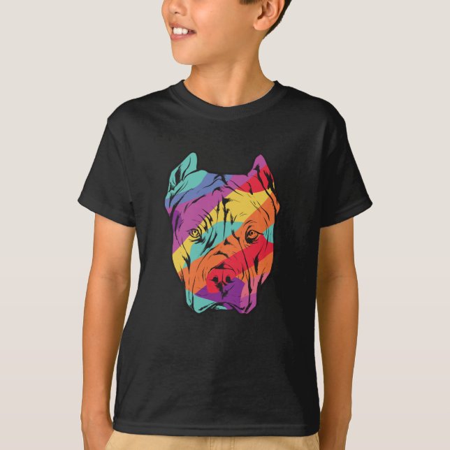 Pitbull Terrier Hundhuvud T Shirt (Framsida)