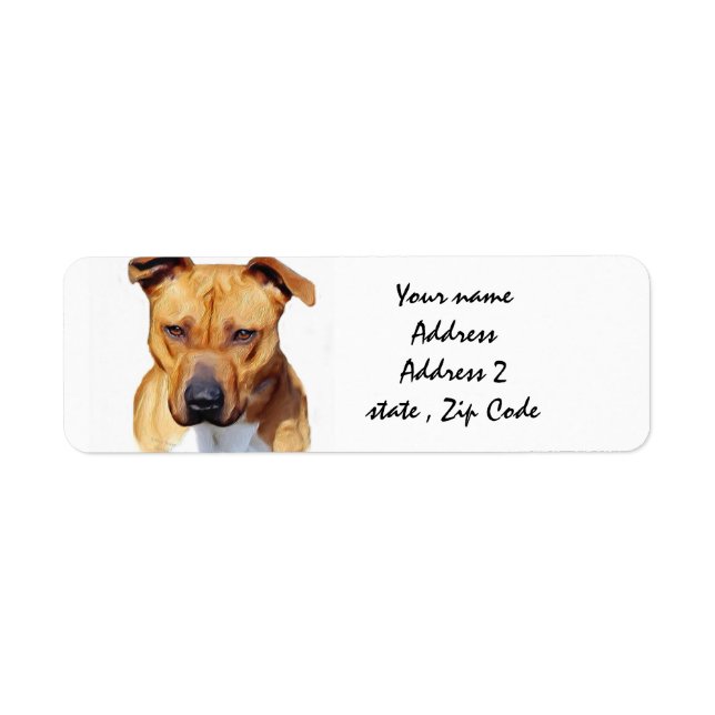 Pitbull Terrier Returadress Etikett (Framsidan)