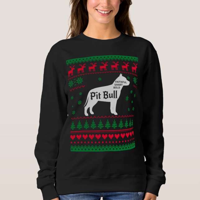 Pitbull Ugly jul Sweater Julafton Pitbull T Shirt (Framsida)