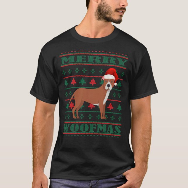 Pitbull Ugly jul Sweater T Shirt (Framsida)