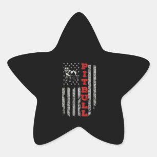 Pitbull USA American Flagga Stjärnformat Klistermärke