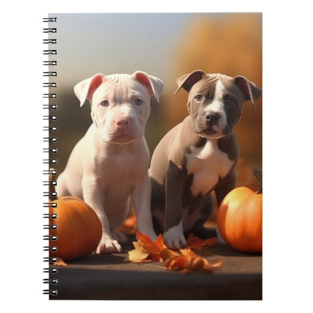 Pitbull Valp Höstglädje Pumpa  Anteckningsbok (Framsidan)
