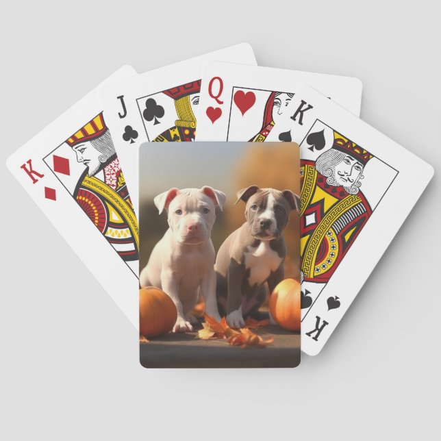 Pitbull Valp Höstglädje Pumpa Casinokort (Baksidan)