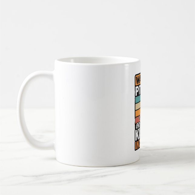 Pitbull Varning Kyssar På Väg Vintage Hunddesign Kaffemugg (Vänster)