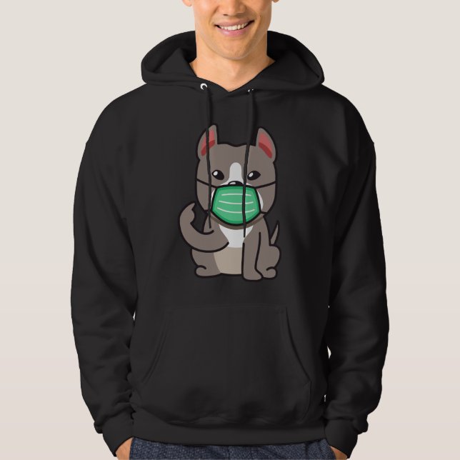 Pitbull Wearing Ansikte Masks Hoodie (Framsida)