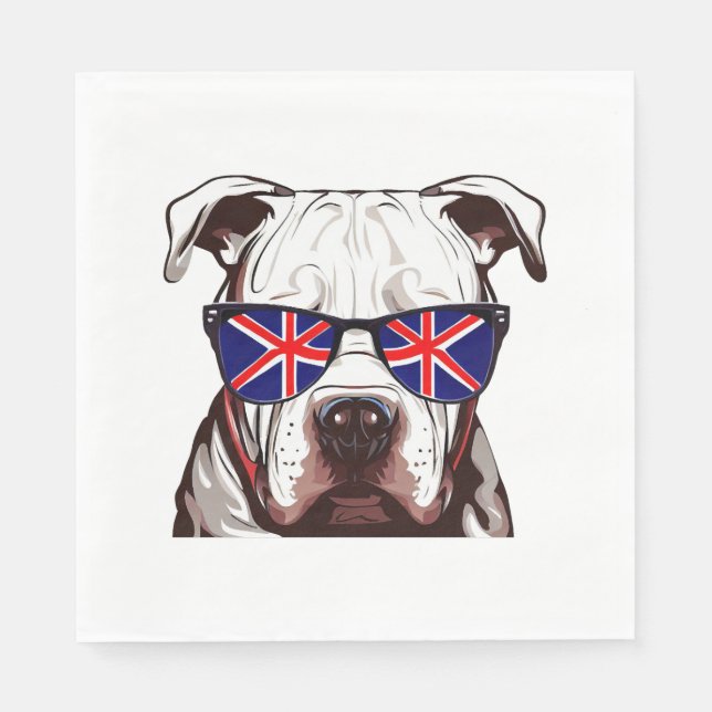 Pitbull Wearing Union Jack Sunglasses Pappersservett (Framsidan)