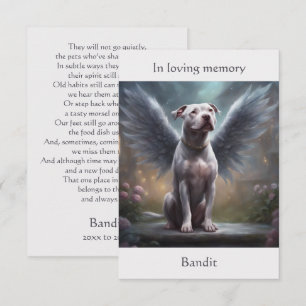 Pitbull White Memorial-Dikt anpassade namnsympati Tack Kort