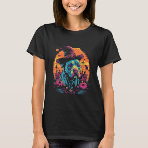 Pitbull Witch Hat Halloween Costume Hund Puppy Man T Shirt