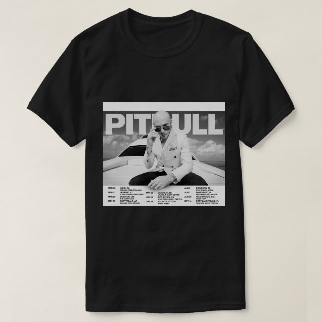Pitbull Worldwide Tour 2021 Poster T Shirt (Design framsida)