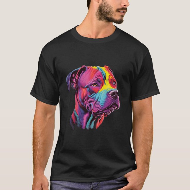 Pitbullmamma Färgglad Pitbullägare T Shirt (Framsida)