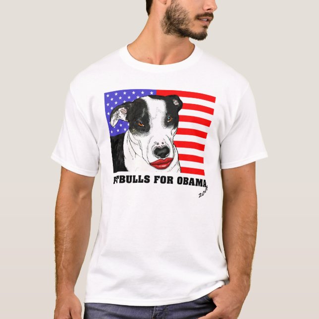 Pitbulls för Obama 2008 T-shirt (Framsida)